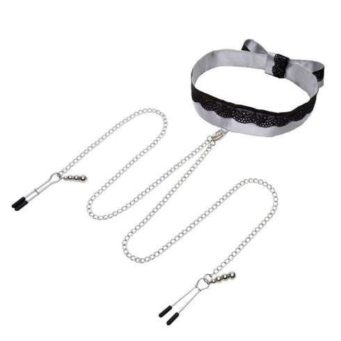 Fifty Shades Of Grey Play Nice Satin & Lace Collar & Nipple Clamps