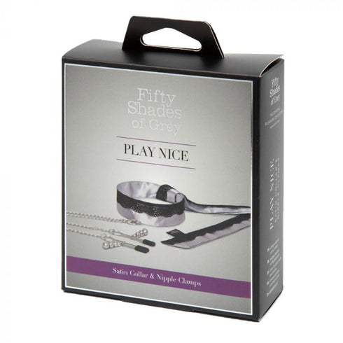 Fifty Shades Of Grey Play Nice Satin & Lace Collar & Nipple Clamps