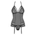 Obsessive Black Mesh Corset & Thong Set