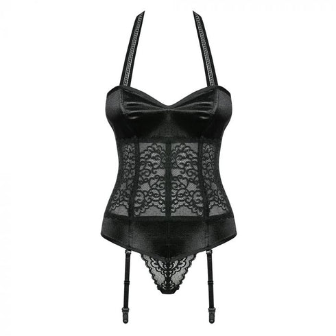Obsessive Black Corset & Thong Set
