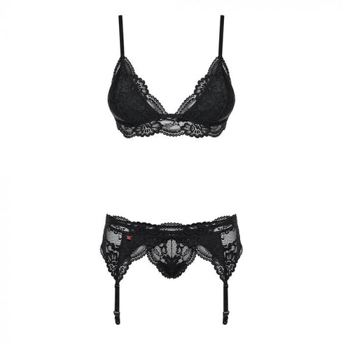 Obsessive 3 Piece Black Lace Lingerie Set