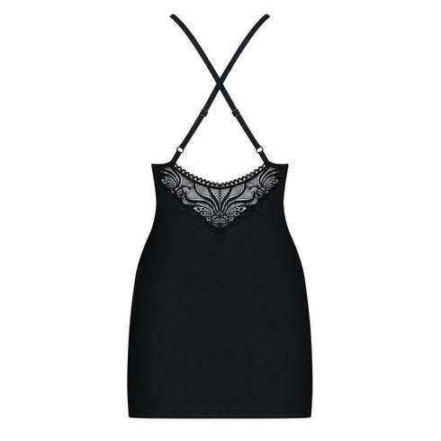 Obsessive Black Chemise & Thong Set