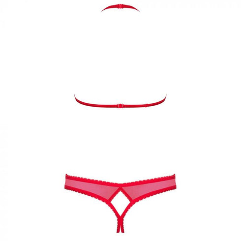 Obsessive Crotchless Red Bra & Thong Set