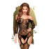 PENTHOUSE - TOP-NOTCH - LONG-SLEEVED LACE BODYSTOCKING WITH CRISS CROSS DETAILS - BLACK
